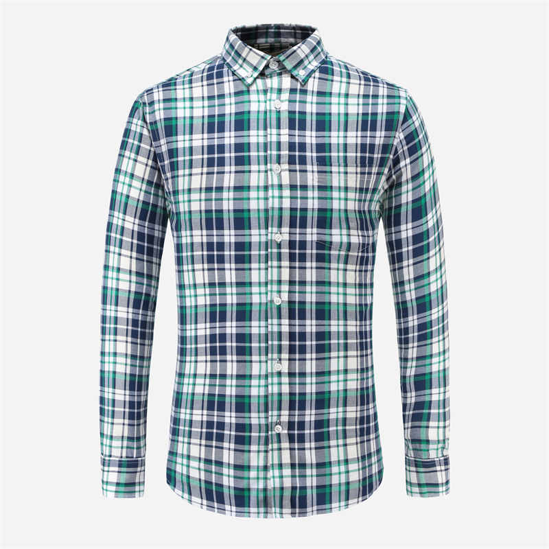 Men Casual Plaid Button Down Long Sleeves Dress Shirt