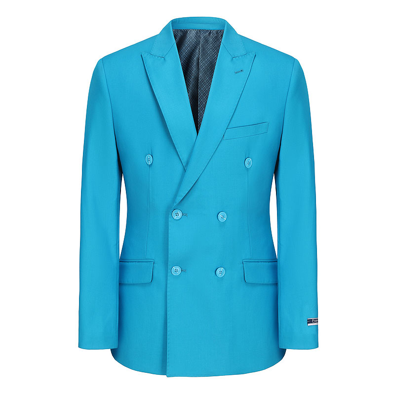 Luxury Double-Breasted Turquoise Men's Suit Jacket