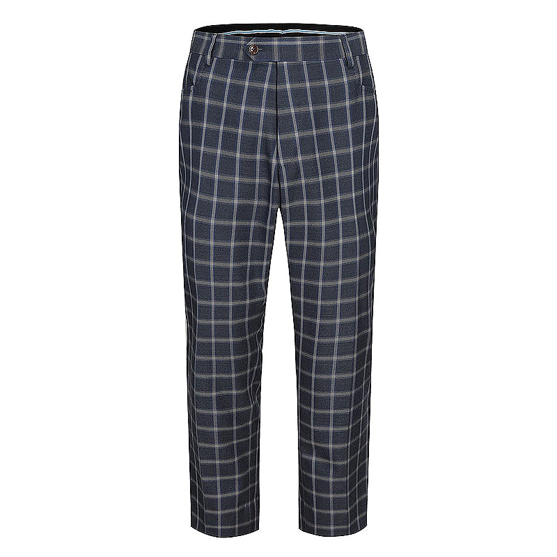 Men Classic Fit Checkered Pattned Suit Pant