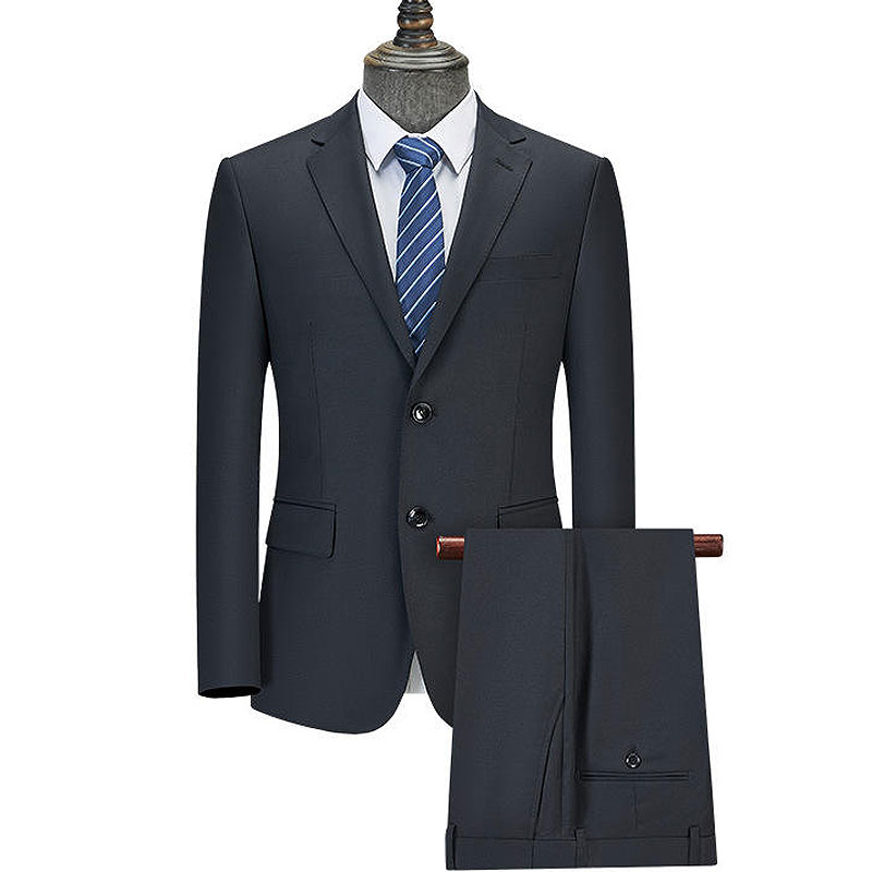 Classic Solid Color Men's Two-Piece Suit Set For Business