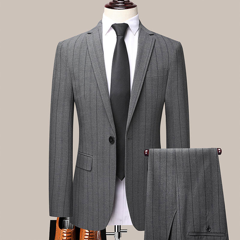 Striped Pattern Men's Two-Piece Suit Set