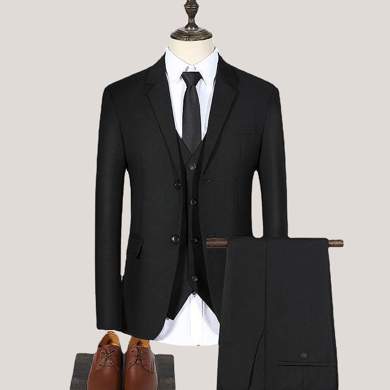 Custom Elegant Black Men's 3-Piece Suit Set